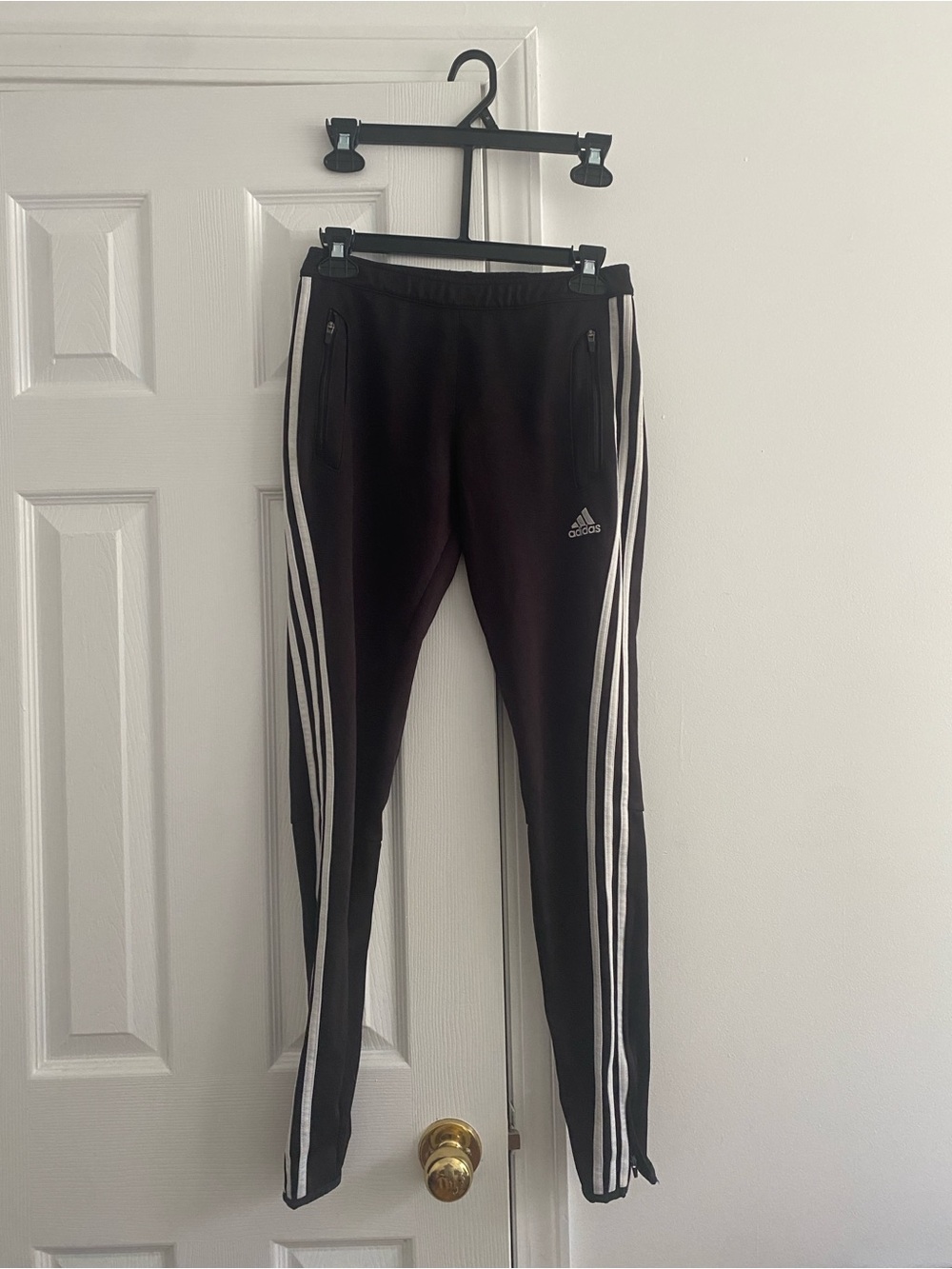 adidas Black Joggers with White Side Stripes